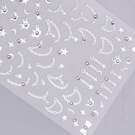 Sparkle Chain Nail Stickers (Silver)