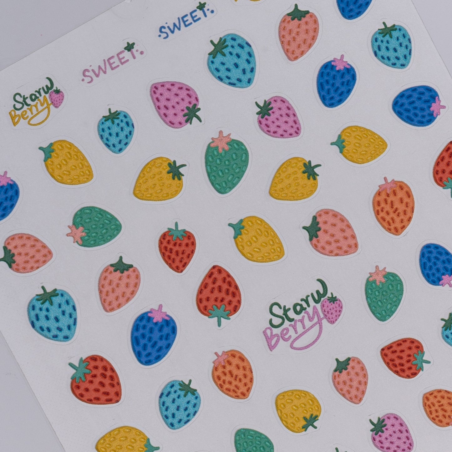 Colorful Strawbs Nail Stickers