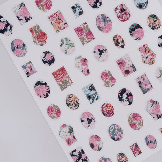 Cameo Floral Nail Stickers (Pink)