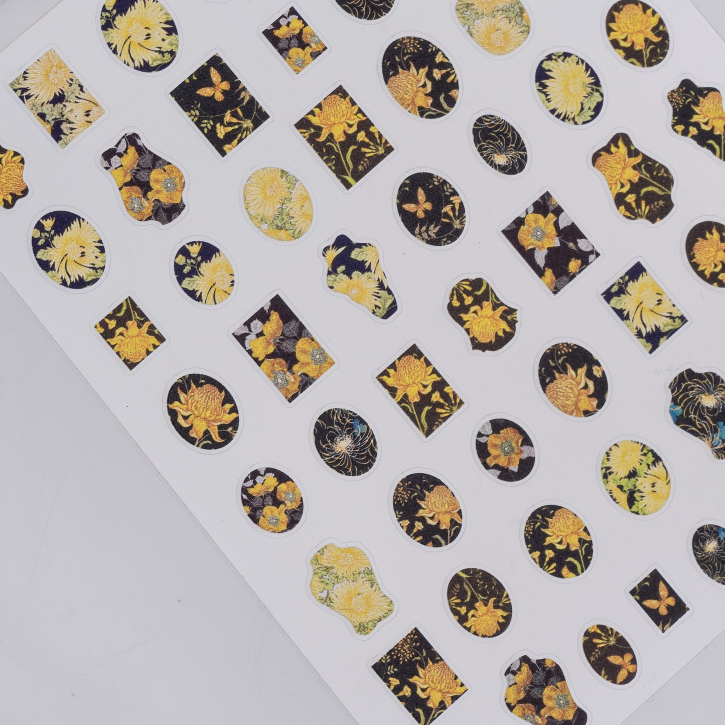 Cameo Floral Nail Stickers (Yellow)