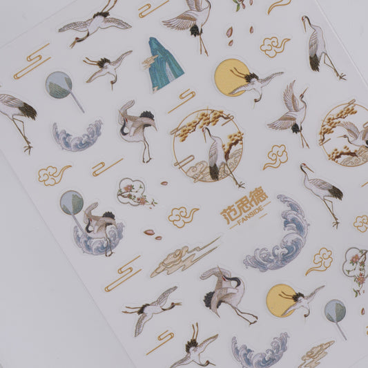 Elegant Crane Nail Stickers