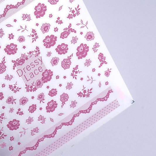 Antique Lace Nail Stickers (Pink)