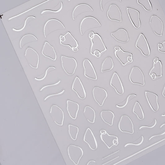 3D Abstract Frame Nail Stickers (Silver)