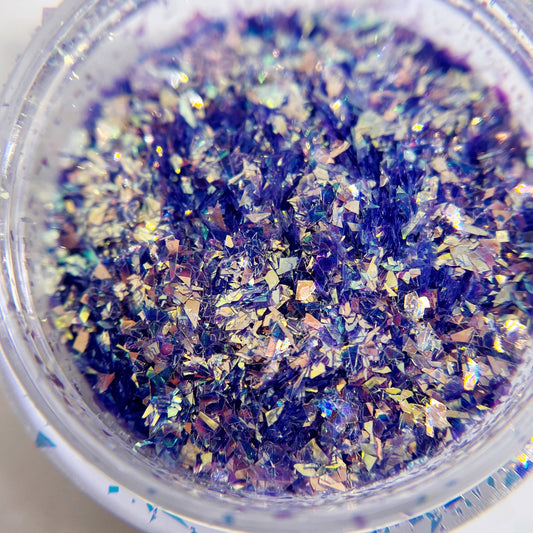 Blueberry Fleck Glitter in Jar - Soft Periwinkle Mylar Fleck Glitter with Duochromatic Shine