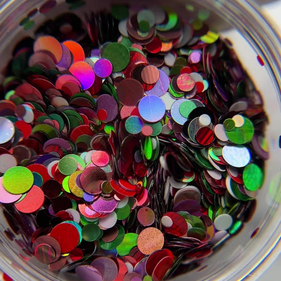 Video of glitter mix in jar.