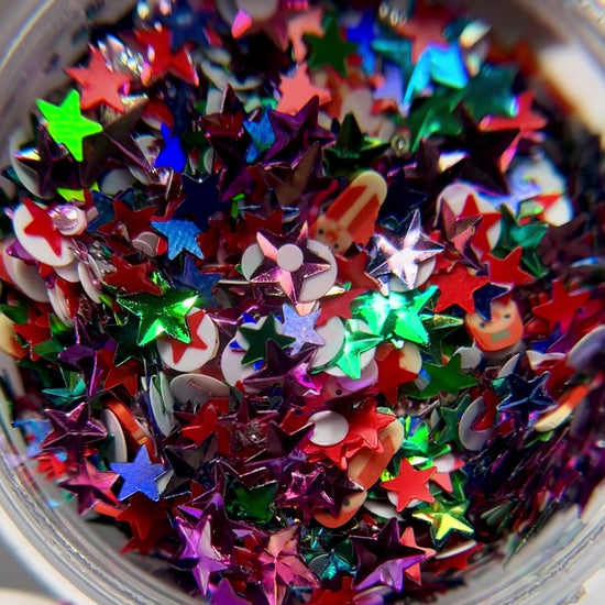Video of glitter in clear jar. 