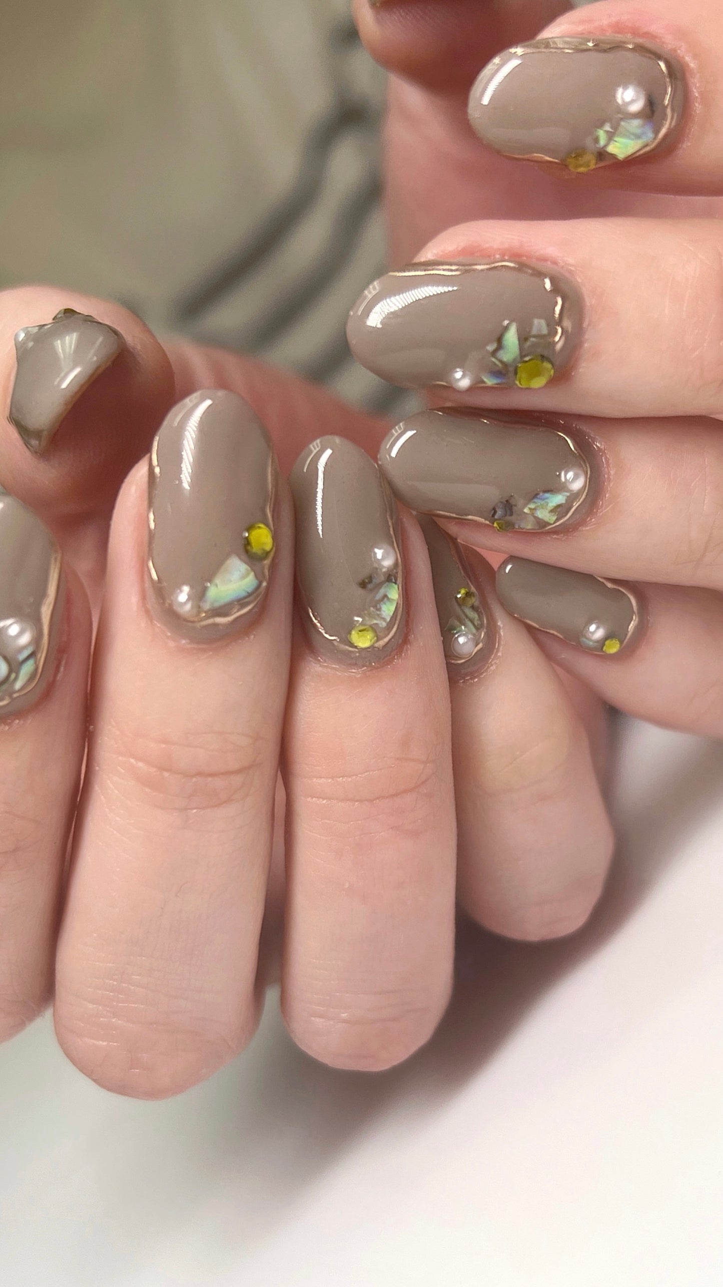 Nail art example on hands. 